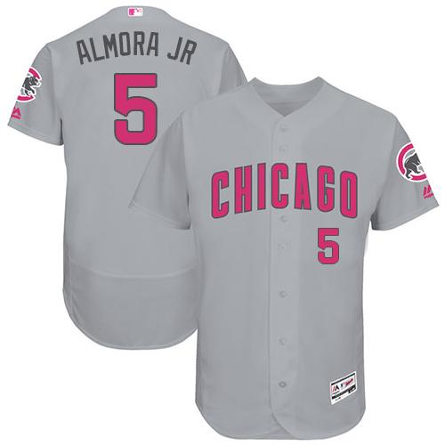 Cubs #5 Albert Almora Jr. Grey Flexbase Authentic Collection Mother's Day Stitched MLB Jersey - Click Image to Close